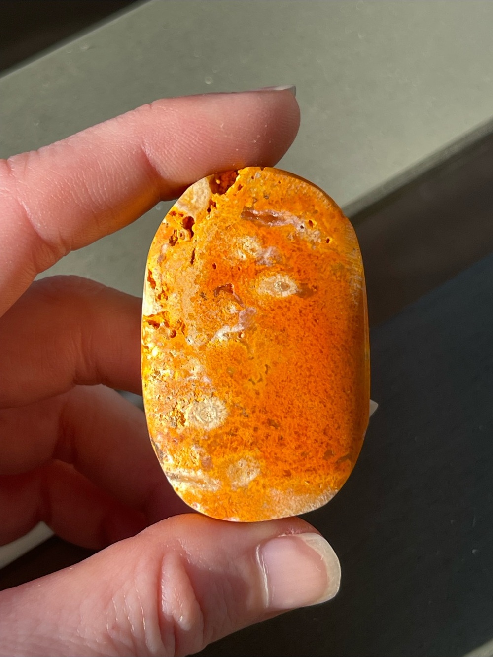 Orange Bumblebee Jasper Oval Polished Stone